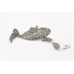 Handmade Fish Pendant 925 Sterling Silver Marcasite & Red Zircon Stones B69